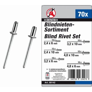 Kraftmann Blindnieten-Sortiment | Ø 2,4 - 4,8 mm | 70-tlg.