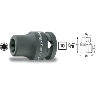 HAZET Schlag-, Maschinenschrauber Steckschlüssel-Einsatz (TORX®) 880S-E12 | Vierkant10 mm (3/8 Zoll) | Außen TORX® Profil