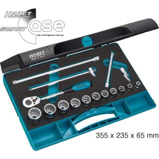 HAZET Steckschlüssel-Satz 880ZN-1 | Vierkant10 mm (3/8 Zoll) | Außen-Doppel-Sechskant-Tractionsprofil | Anzahl Werkzeuge: 16
