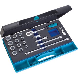 HAZET Steckschlüssel-Satz 880/17 | Vierkant10 mm (3/8 Zoll) | Außen-Sechskant-Tractionsprofil | Anzahl Werkzeuge: 17