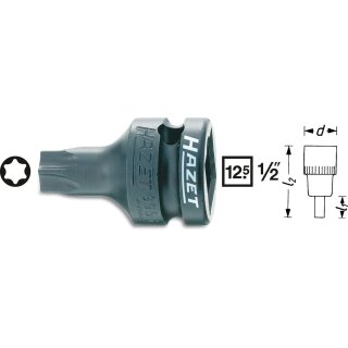 HAZET Schlag-, Maschinenschrauber Schraubendreher-Steckschlüsseleinsatz (TORX®) 995S-T45 | Vierkant12,5 mm (1/2 Zoll) | Innen TORX® Profil | 40 mm