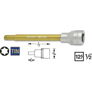 HAZET Schraubendreher-Steckschlüsseleinsatz TORX® 992SLG-T45 | Vierkant12,5 mm (1/2 Zoll) | Innen TORX® Profil | 138 mm