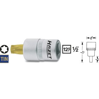 HAZET Schraubendreher-Steckschlüsseleinsatz TORX® 992-T27 | Vierkant12,5 mm (1/2 Zoll) | Innen TORX® Profil | 55 mm