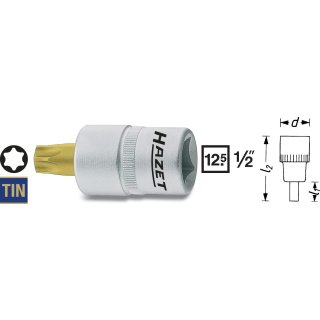 HAZET Schraubendreher-Steckschlüsseleinsatz TORX® 992-T55 | Vierkant12,5 mm (1/2 Zoll) | Innen TORX® Profil | 56 mm