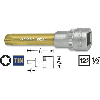 HAZET Schraubendreher-Steckschlüsseleinsatz TORX® 992LG-T70 | Vierkant12,5 mm (1/2 Zoll) | Innen TORX® Profil | 105 mm