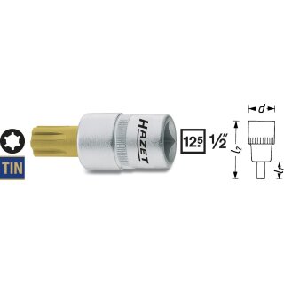 HAZET Schraubendreher-Steckschlüsseleinsatz 991-14 | Vierkant12,5 mm (1/2 Zoll) | Innen Keilprofil Ribe-CV | 63 mm
