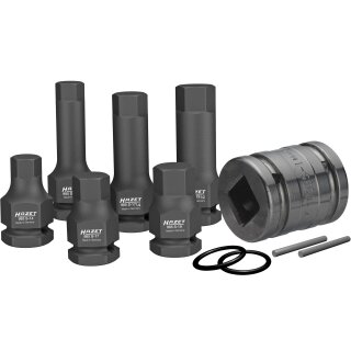 HAZET Schlag-, Maschinenschrauber Schrauberdreher-Steckschlüsseleinsatz-Satz 985S/11 | Vierkant12,5 mm (1/2 Zoll) | Innen-Sechskant Profil | 14 | 17 | 19