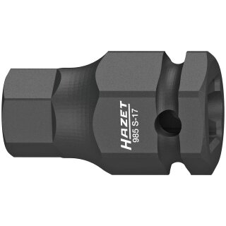 HAZET Schlag-, Maschinenschrauber Schraubendreher-Steckschlüsseleinsatz 985S-17 | Vierkant12,5 mm (1/2 Zoll) | Innen-Sechskant Profil | 17