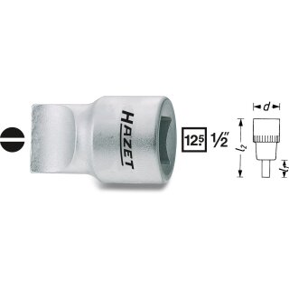 HAZET Schraubendreher-Steckschlüsseleinsatz 980-2X13 | Vierkant12,5 mm (1/2 Zoll) | Schlitz Profil | 38 mm