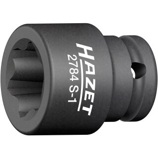 HAZET Schlag-, Maschinenschrauber Steckschlüssel-Einsatz mit Sonderprofil 2784S-1 | Vierkant12,5 mm (1/2 Zoll) | Rillenprofil