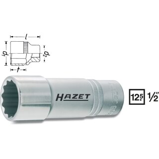 HAZET Steckschlüssel-Einsatz (Doppel-6kt.) 900TZ-17 | Vierkant12,5 mm (1/2 Zoll) | Außen-Doppel-Sechskant-Tractionsprofil | 17