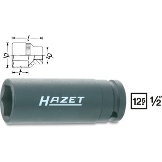 HAZET Schlag-, Maschinenschrauber Steckschlüssel-Einsatz (6kt.) 900SLG-13 | Vierkant12,5 mm (1/2 Zoll) | Außen-Sechskant-Tractionsprofil | 13