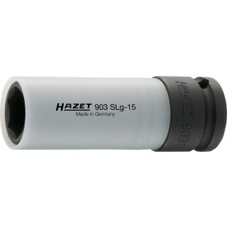 HAZET Schlag-, Maschinenschrauber Steckschlüssel-Einsatz (6kt.) 903SLG-15 | Vierkant12,5 mm (1/2 Zoll) | Außen-Sechskant-Tractionsprofil | 15