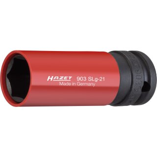 HAZET Schlag-, Maschinenschrauber Steckschlüssel-Einsatz (6kt.) 903SLG-21 | Vierkant12,5 mm (1/2 Zoll) | Außen-Sechskant-Tractionsprofil | 21