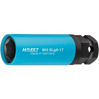 HAZET Schlag-, Maschinenschrauber Steckschlüssel-Einsatz (6kt.) 903SLG6-17 | Vierkant12,5 mm (1/2 Zoll), Außen-Sechskant 24 mm | Außen-Sechskant-Tractionsprofil | 17