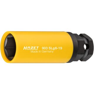 HAZET Schlag-, Maschinenschrauber Steckschlüssel-Einsatz (6kt.) 903SLG6-19 | Vierkant12,5 mm (1/2 Zoll), Außen-Sechskant 24 mm | Außen-Sechskant-Tractionsprofil | 19