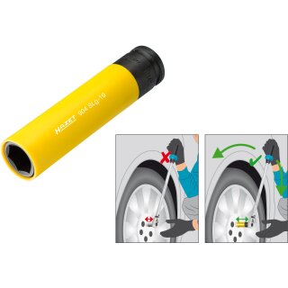 HAZET Schlag-, Maschinenschrauber Steckschlüssel-Einsatz (6kt.), eXtra lang 904SLG-19 | Vierkant12,5 mm (1/2 Zoll) | Außen-Sechskant-Tractionsprofil | 19