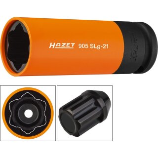 HAZET Schlag-, Maschinenschrauber Steckschlüssel-Einsatz (Sonderprofil) 905SLG-21 | Vierkant12,5 mm (1/2 Zoll) | 19