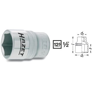 HAZET Steckschlüssel-Einsatz (6kt.) 900-19 | Vierkant12,5 mm (1/2 Zoll) | Außen-Sechskant-Tractionsprofil | 19