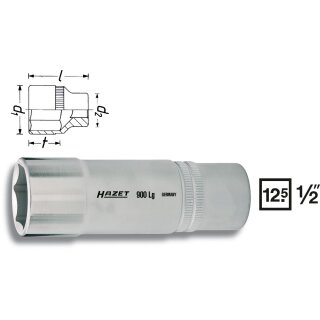 HAZET Steckschlüssel-Einsatz (6kt.) 900LG-30 | Vierkant12,5 mm (1/2 Zoll) | Außen-Sechskant-Tractionsprofil | 30