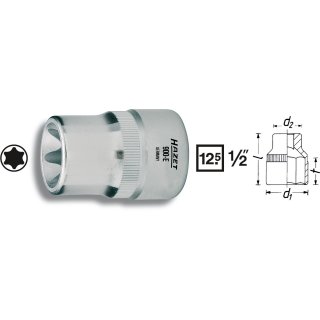 HAZET Steckschlüssel-Einsatz TORX® 900-E16 | Vierkant12,5 mm (1/2 Zoll) | Außen TORX® Profil