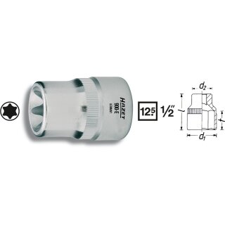 HAZET Steckschlüssel-Einsatz TORX® 900-E20 | Vierkant12,5 mm (1/2 Zoll) | Außen TORX® Profil
