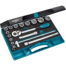 HAZET Steckschlüssel-Satz 906 | Vierkant12,5 mm (1/2 Zoll) | Außen-Sechskant-Tractionsprofil | Anzahl Werkzeuge: 17