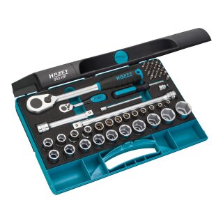HAZET Steckschlüssel-Satz 953HP | Vierkant12,5 mm (1/2 Zoll) | Außen-Sechskant-Tractionsprofil, Pozidriv Profil PZ, Kreuzschlitz Profil PH, Innen-Sechskant Profil, Innen TORX® Profil, Schlitz Profil | Anzahl Werkzeuge: 47