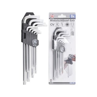Kraftmann Winkelschlüssel-Satz | lang | T-Profil (für Torx) T10 - T50 | 9-tlg.