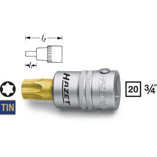 HAZET Schraubendreher-Steckschlüsseleinsatz TORX® 1012-T80 | Vierkant20 mm (3/4 Zoll) | Innen TORX® Profil | 80 mm