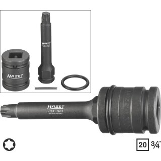 HAZET Bremsscheiben Schraubendreher-Steckschlüsseleinsatz Satz 2784-T60/4 | Vierkant20 mm (3/4 Zoll) | Innen TORX® Profil | Anzahl Werkzeuge: 4 | 120 mm