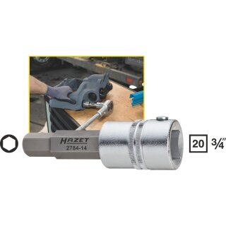 HAZET Bremssattel Schraubendreher-Steckschlüsseleinsatz 2784-14 | Vierkant20 mm (3/4 Zoll) | Innen-Sechskant Profil | 14