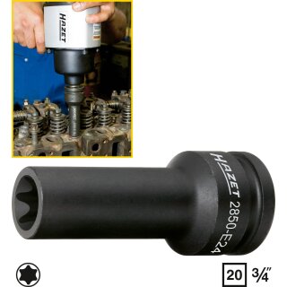 HAZET Schlag-, Maschinenschrauber Steckschlüssel-Einsatz TORX® 2850-E24 | Vierkant20 mm (3/4 Zoll) | Außen TORX® Profil