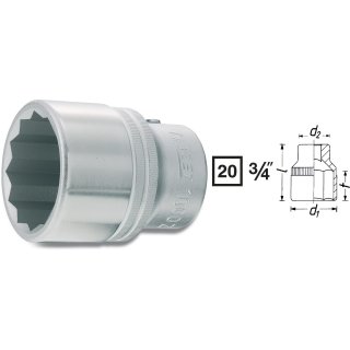 HAZET Steckschlüssel-Einsatz (Doppel-6kt.) 1000AZ-1 | Vierkant20 mm (3/4 Zoll) | Außen-Doppel-Sechskant Profil