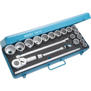 HAZET Steckschlüssel-Satz 1000AZ | Vierkant20 mm (3/4 Zoll) | Außen-Doppel-Sechskant Profil | Anzahl Werkzeuge: 21