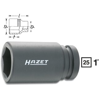 HAZET Schlag-, Maschinenschrauber Steckschlüssel-Einsatz (6kt.) 1100SLG-46 | Vierkant25 mm (1 Zoll) | Außen-Sechskant Profil | 46