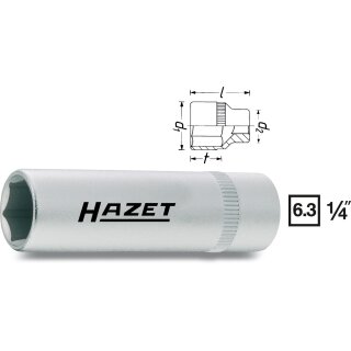 HAZET Steckschlüssel-Einsatz (6kt.) 850LG-5 | Vierkant6,3 mm (1/4 Zoll) | Außen-Sechskant-Tractionsprofil | 5