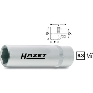 HAZET Steckschlüssel-Einsatz (6kt.) 850LG-7 | Vierkant6,3 mm (1/4 Zoll) | Außen-Sechskant-Tractionsprofil | 7