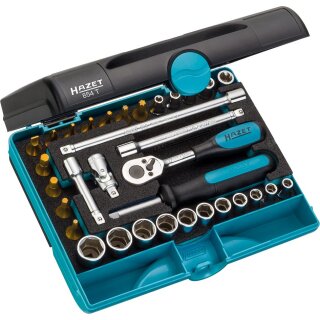 HAZET Steckschlüssel-Satz 854T | Vierkant6,3 mm (1/4 Zoll) | Außen-Sechskant Profil, Außen TORX® Profil, Innen TORX® Profil, Schlitz Profil, Kreuzschlitz Profil PH, Innen-Sechskant Profil | Anzahl Werkzeuge: 33