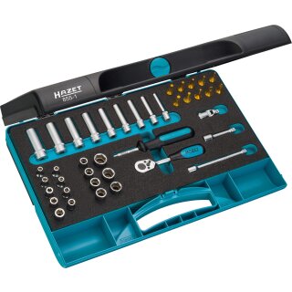 HAZET Steckschlüssel-Satz 855-1 | Vierkant6,3 mm (1/4 Zoll) | Außen-Sechskant-Tractionsprofil, Außen TORX® Profil, Innen TORX® Profil, Schlitz Profil, Kreuzschlitz Profil PH, Innen-Sechskant Profil | Anzahl Werkzeuge: 40