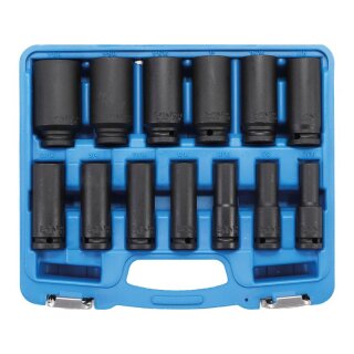 BGS technic Kraft-Steckschlüssel-Einsatz-Satz Sechskant, tief | Antrieb Innenvierkant 12,5 mm (1/2") | Zollgrößen | 13-tlg.