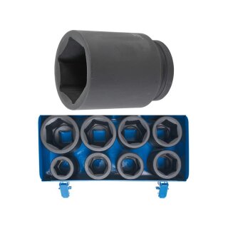 BGS technic Kraft-Steckschlüssel-Einsatz-Satz Sechskant, tief | Antrieb Innenvierkant 25 mm (1") | SW 27 - 50 mm | 8-tlg.
