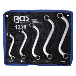 BGS technic Doppel-Ringschlüssel-Satz | S-Form | SW 10 x 11 - 18 x 19 mm | 5-tlg.