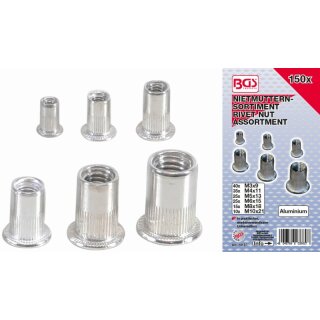 BGS technic Nietmuttern-Sortiment | Aluminium | 150-tlg.