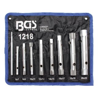 BGS technic Rohrsteckschlüssel-Satz | SW 6 x 7 - 20 x 22 mm | 9-tlg.
