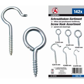 Kraftmann Schraubhaken / Ringhaken Sortiment | 142-tlg.