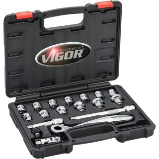Vigor 3/8" STECKSCHLÜSSEL-SATZ SUPERFLACH