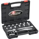 Vigor 3/8" STECKSCHLÜSSEL-SATZ SUPERFLACH