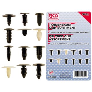 BGS technic Tannenbaumclip-Sortiment für GM, VW, Chrysler, BMW, Nissan Ford | 340-tlg.