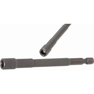 BGS technic Steckschlüssel-Einsatz Sechskant, extra lang | für Bohrmaschinen | Antrieb Außensechskant 6,3 mm (1/4") | SW 6 mm